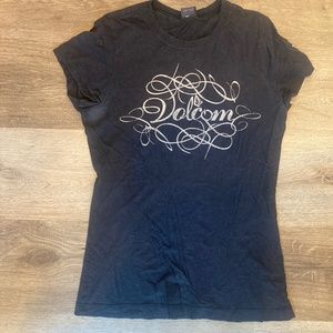 Black Vintage Emo Volcom Skate Tee Juniors M